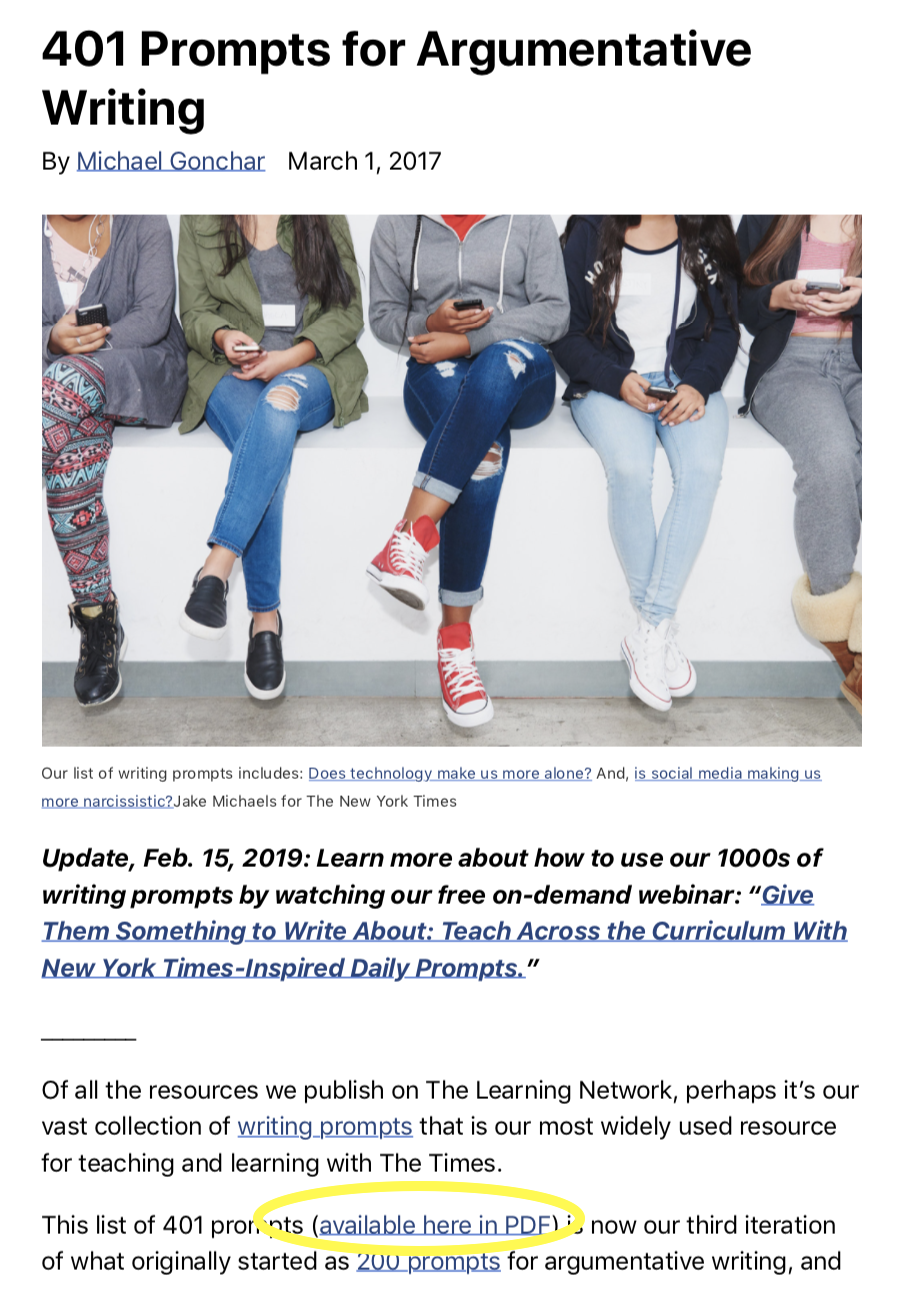 401 prompts for argumentative writing pdf image